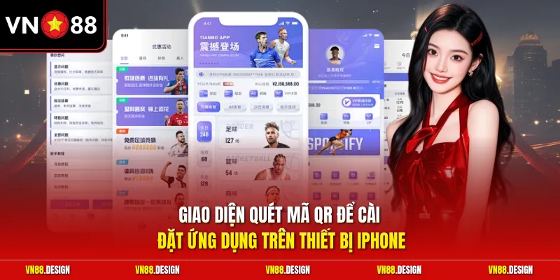 Giao diện quét mã QR để cài đặt ứng dụng trên thiết bị iPhone