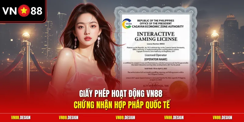 Giấy phép hoạt động VN88 chứng nhận hợp pháp quốc tế