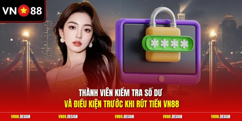 Thành viên kiểm tra số dư và điều kiện trước khi rút tiền VN88