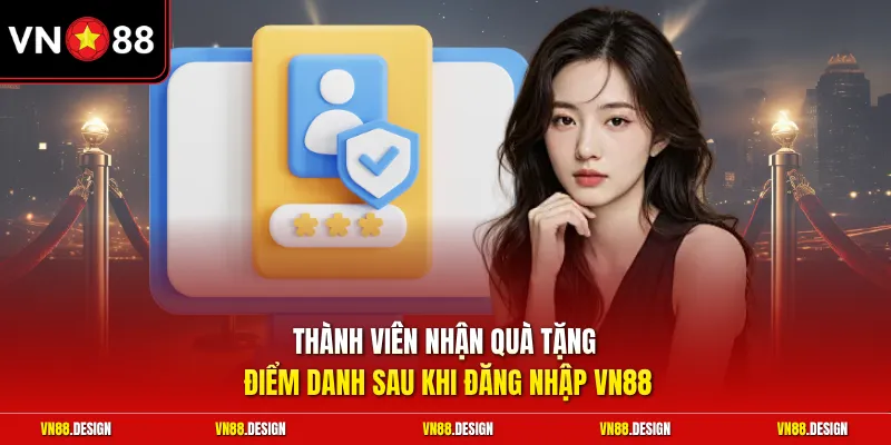 Thành viên nhận quà tặng điểm danh sau khi đăng nhập VN88