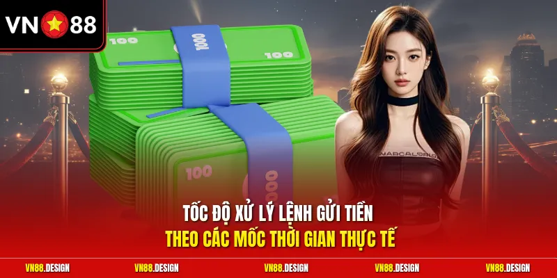Tốc độ xử lý lệnh gửi tiền theo các mốc thời gian thực tế